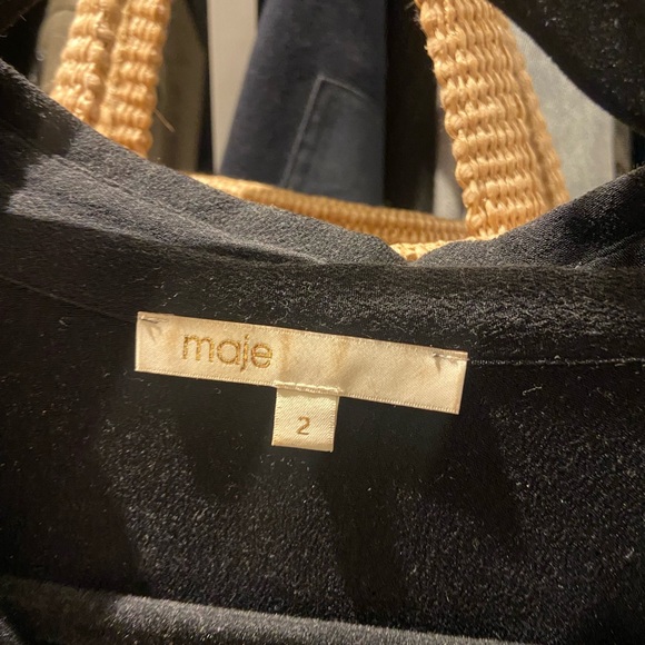 Maje black short sleeve dress with gold detail - Picture 3 of 5